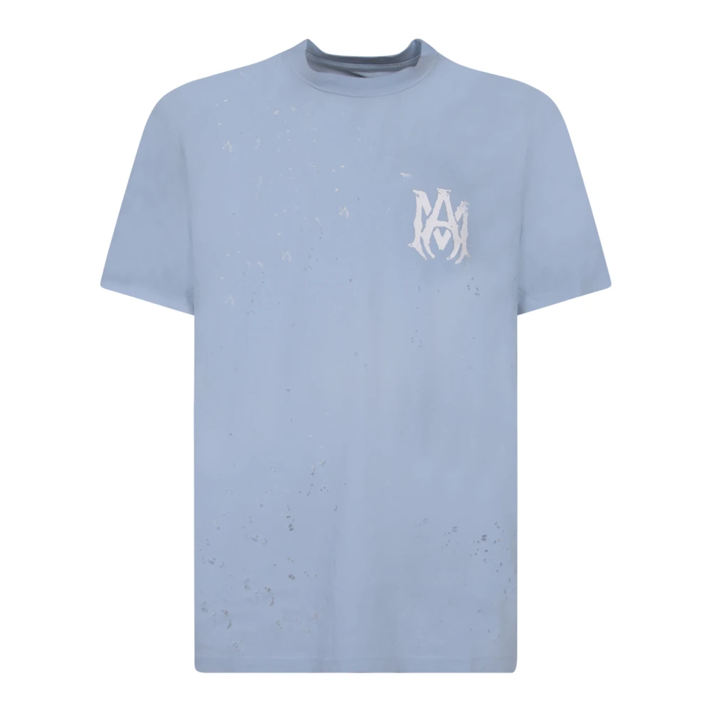 Amiri Blauw Katoenen T-shirt met Logo Print Blue Heren