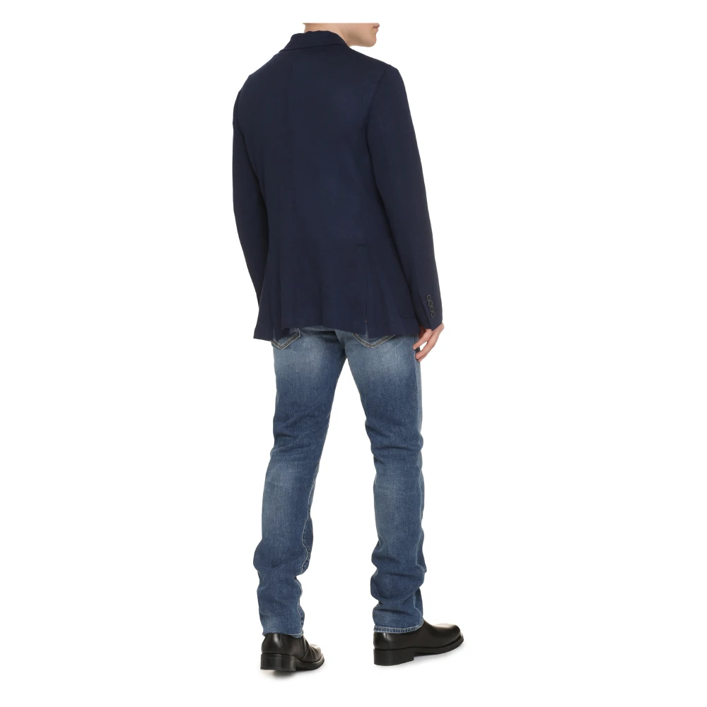 Canali Gebreide blazer met reverskraag Blue Heren