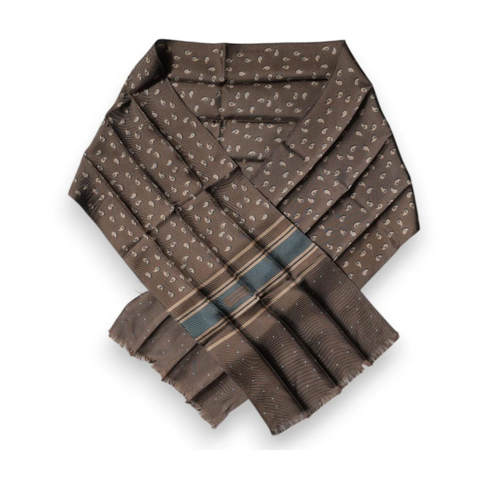 Dolce & Gabbana , Silk Scarves, Male, Brown, One Size, Luxury Silk Neck Wrap Shawl Scarf