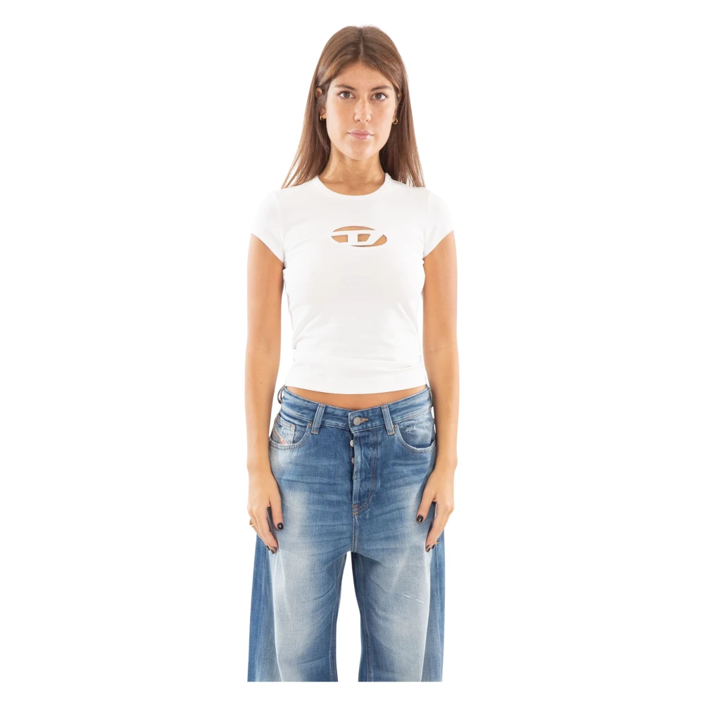 Diesel Oval D Tee in 100 White Dames