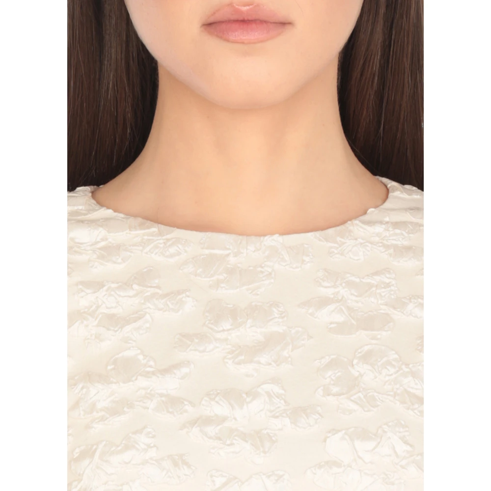 Rotate Birger Christensen Geëmbosseerde Bloemen Ivoor Jurk Beige Dames
