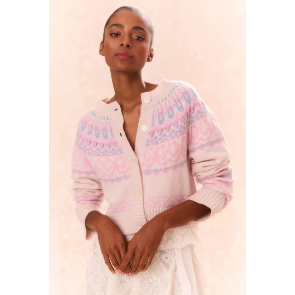 Loveshackfancy Noors-geïnspireerde wollen gebreide vest Beige Dames