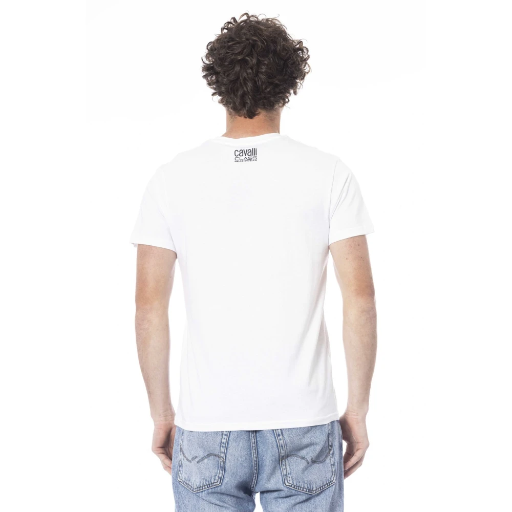 Cavalli Class Logo Print Korte Mouw T-shirt White Heren