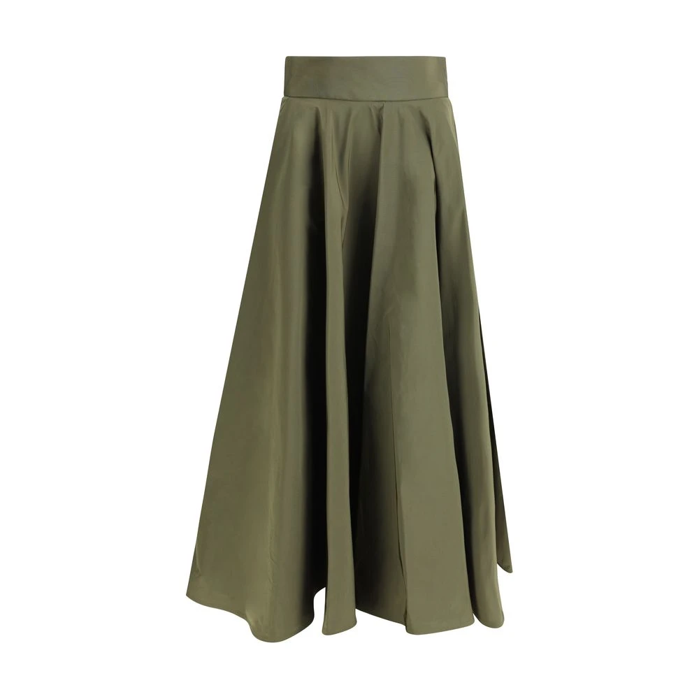 Sara Roka Women's Green Flowing Circle Midi Skirt