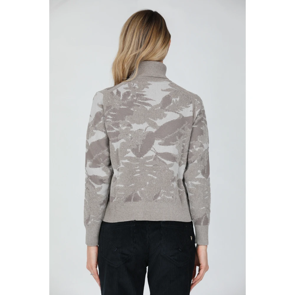 RRD Velvet Jacquard Turtleneck Gray Dames