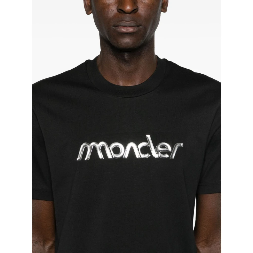 Moncler Zwart Logo Detail Crew Neck T-shirt Black Heren