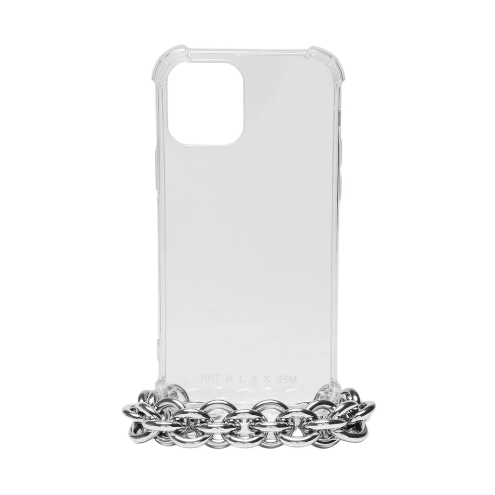 1017 Alyx 9SM Luxe Transparante iPhone 12 Hoes met Zilver Aluminium Ketting Beige Unisex
