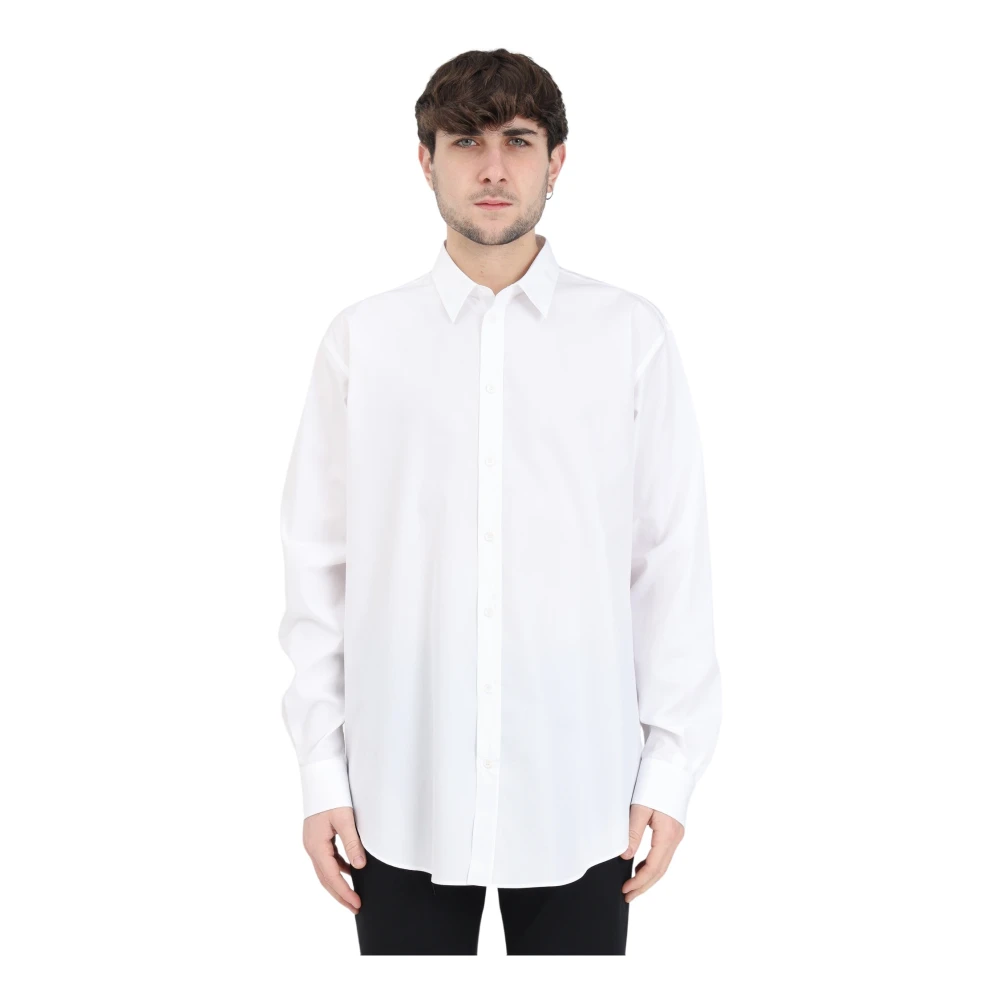Moschino Elegante Ontspannen Shirt met Subtiel Logo White Heren