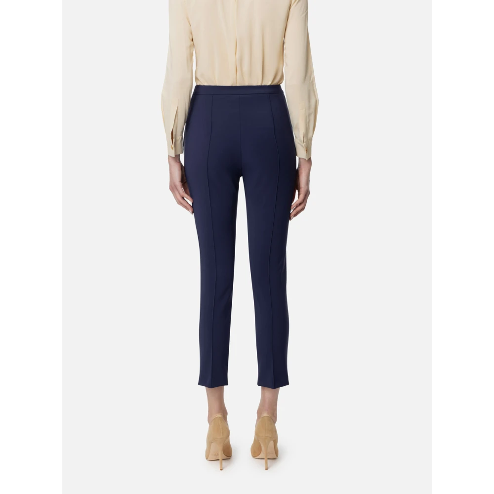 Elisabetta Franchi Blauwe Capri Broek Bi-elastische Stof Blue Dames