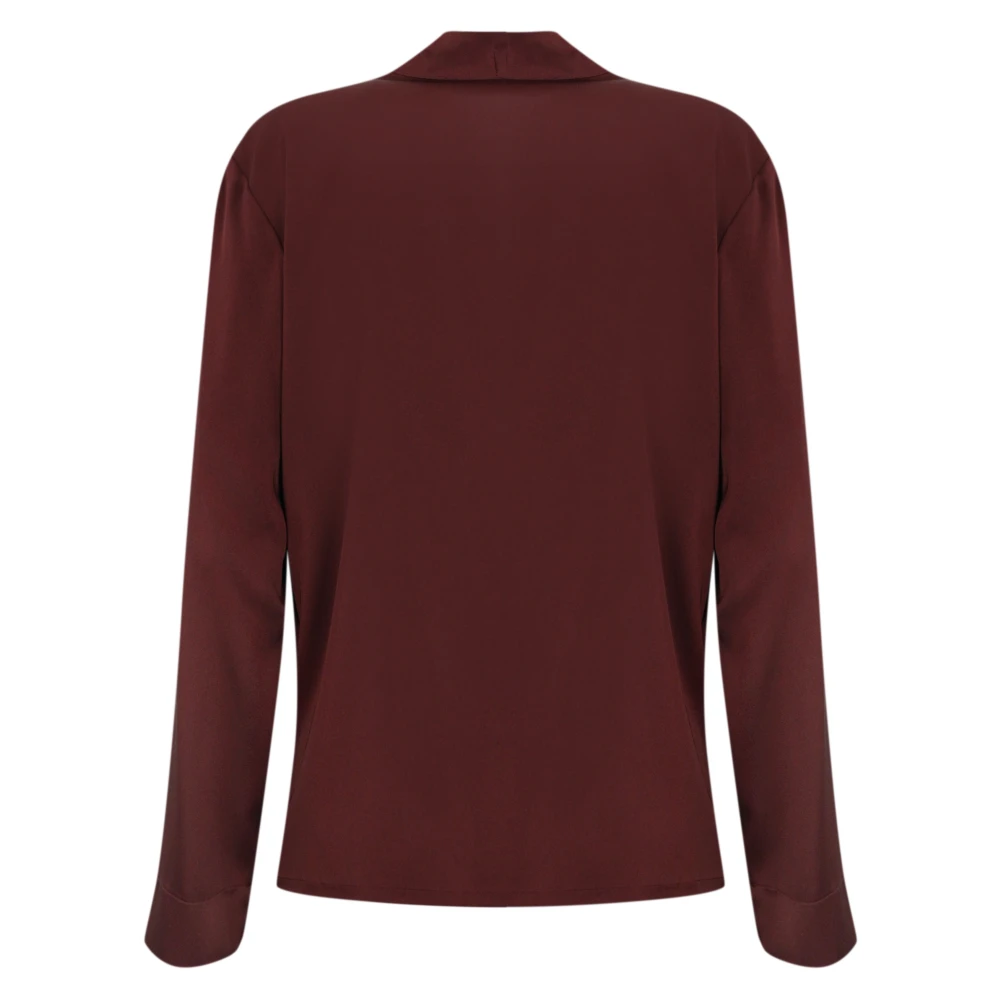 D.Exterior Bordeaux Satin Cross-Over Blouse Red Dames