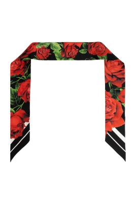 Silkeshalsduk med blommigt motiv