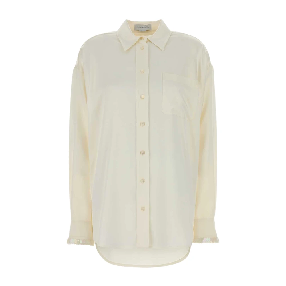 Stella Mccartney Vrouw Wit Overhemden Dames, S, Satijn, Satijnen Oversized Overhemd