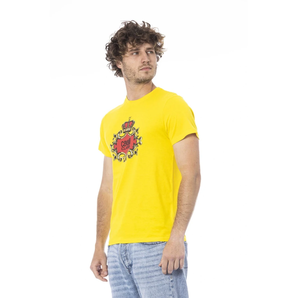 Cavalli Class Korte Mouw Logo Print T-shirt Yellow Heren