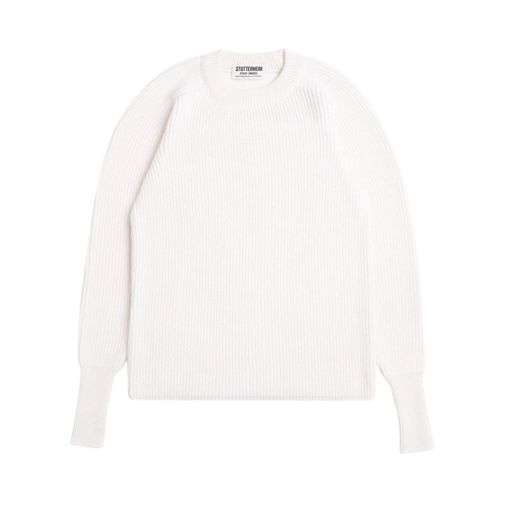 Stutterheim Merinoull Crew-neck Sweater White, Dam