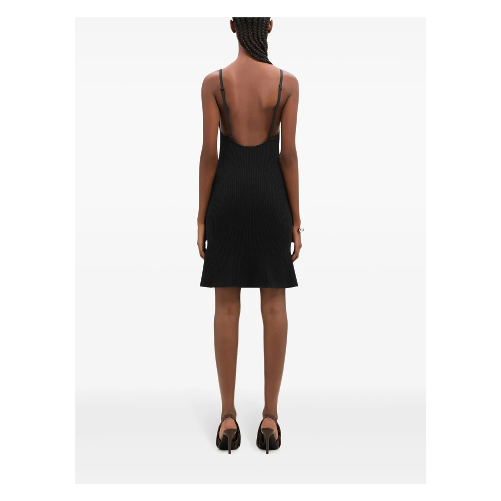 Courrèges Zwarte Ribgebreide Jurk Black Dames