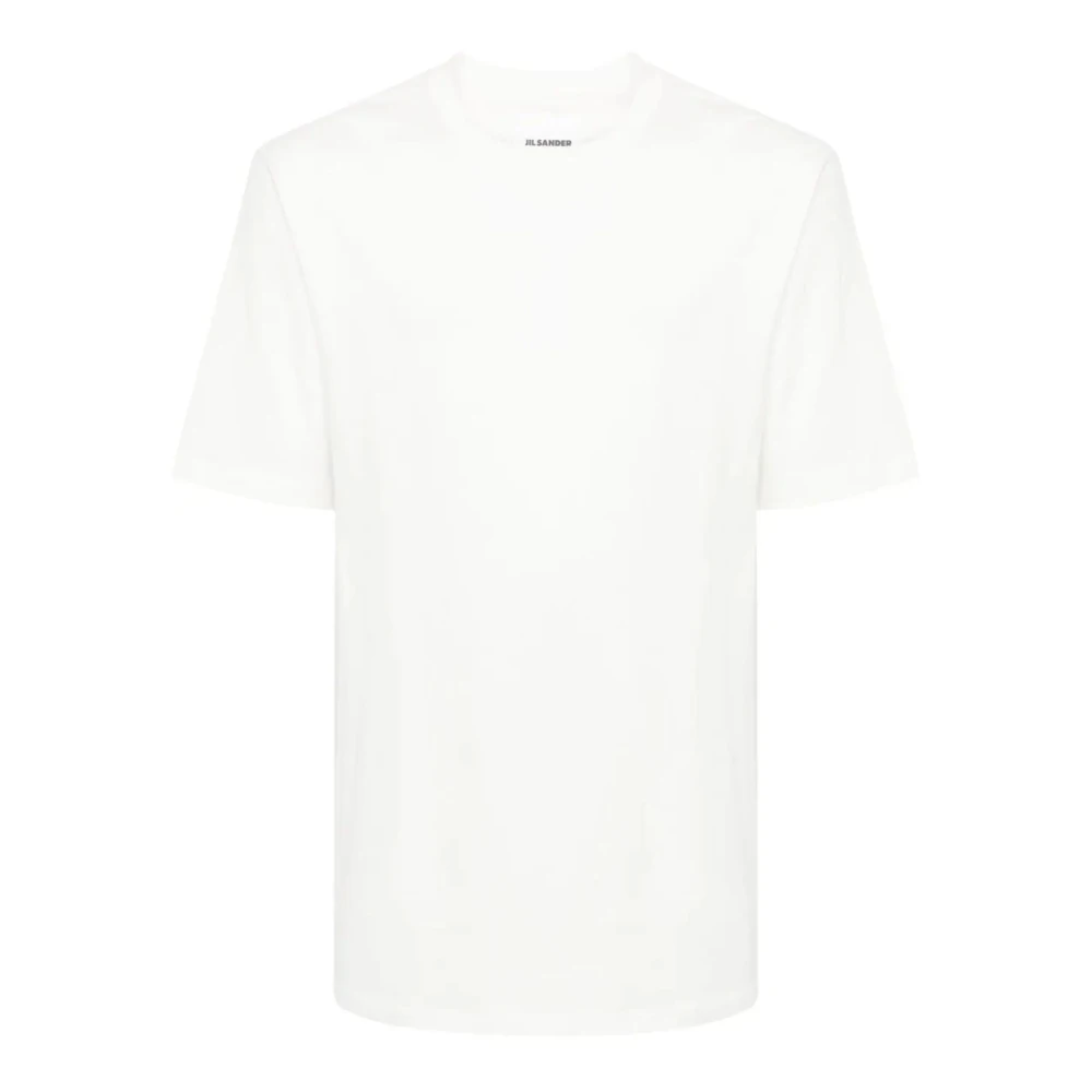 Jil Sander Witte Katoenen T-shirt met Logo Print White Heren