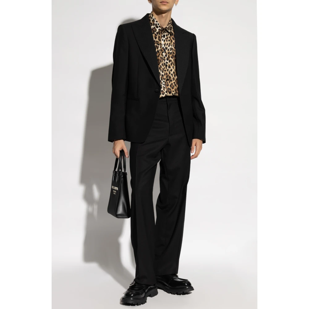 Moschino Wollen broek met vouw Black Heren