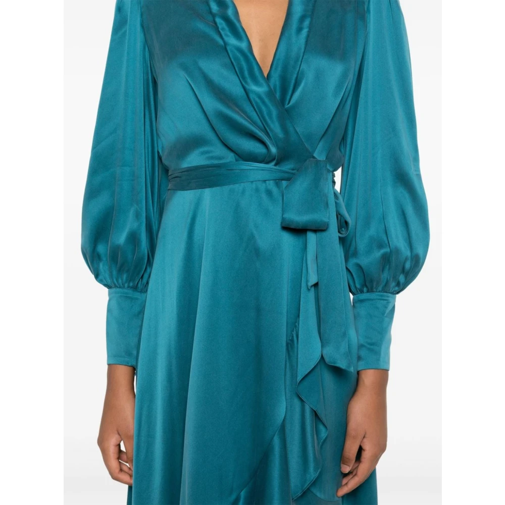 Zimmermann Blauwe Wrap Front Gerimpelde Mini Jurk Blue Dames