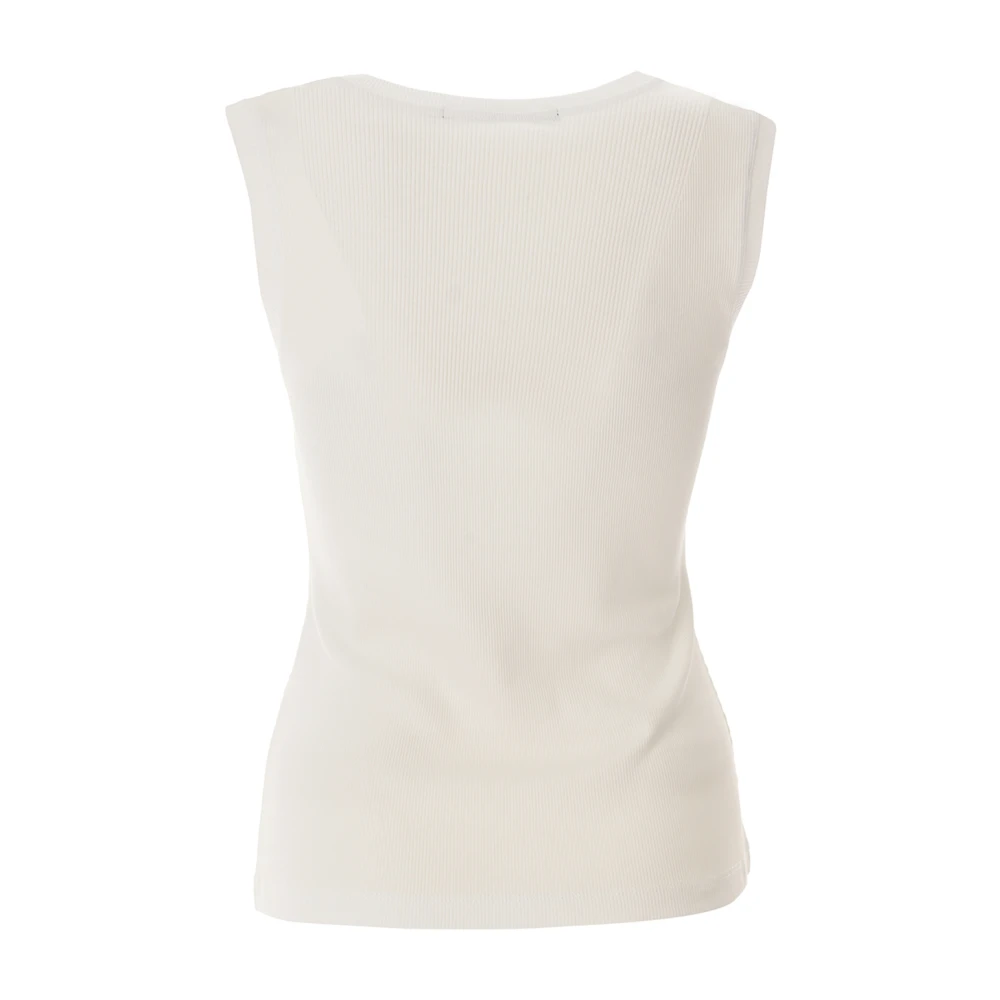 Karl Lagerfeld Rib Tank Top Wit Geborduurd White Dames
