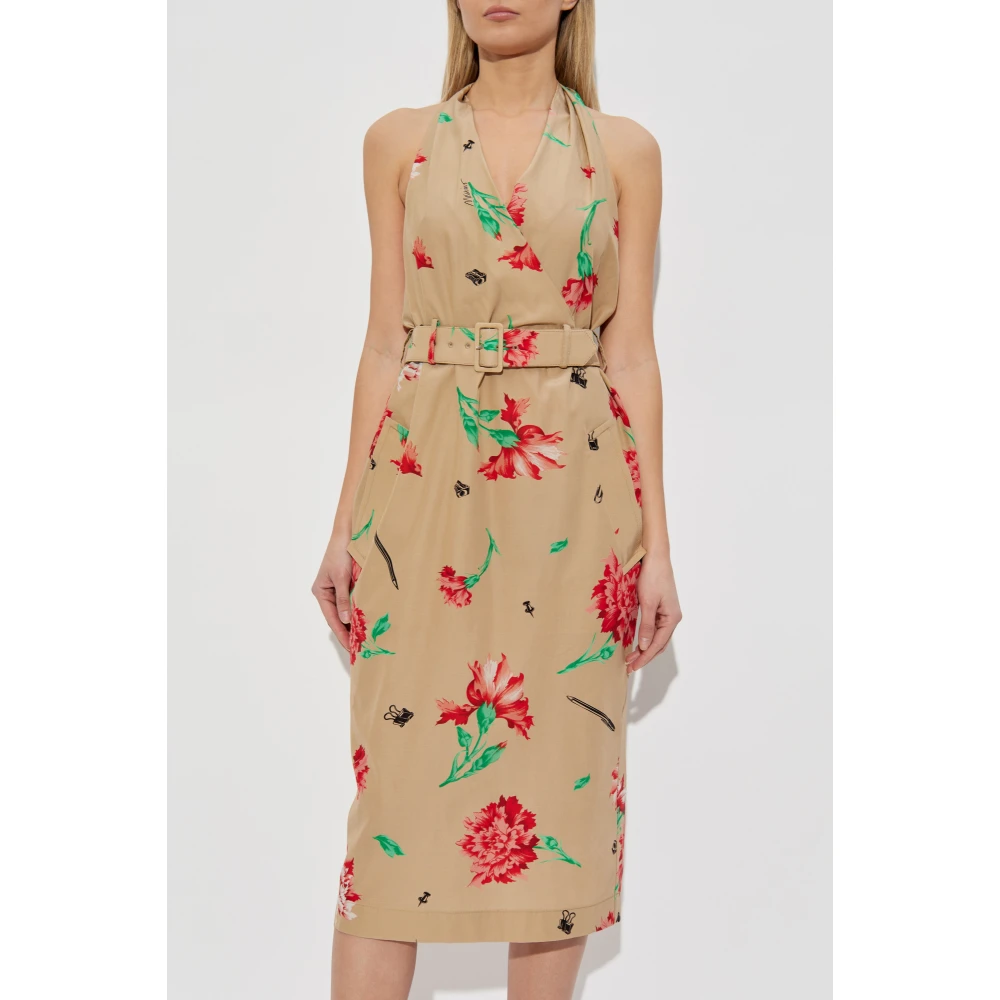 Moschino Jurk met bloemenmotief Beige Dames