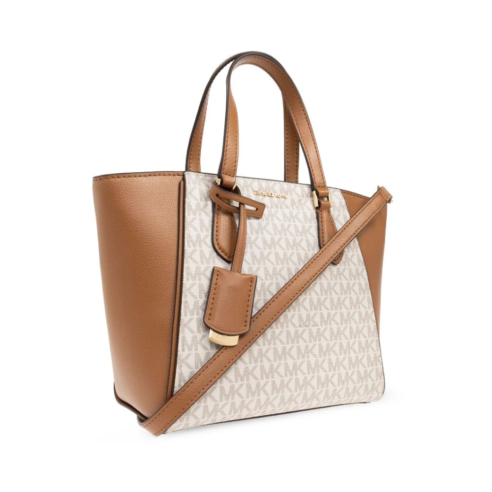 Michael Kors Schoudertas met Monogram Motief Beige Dames