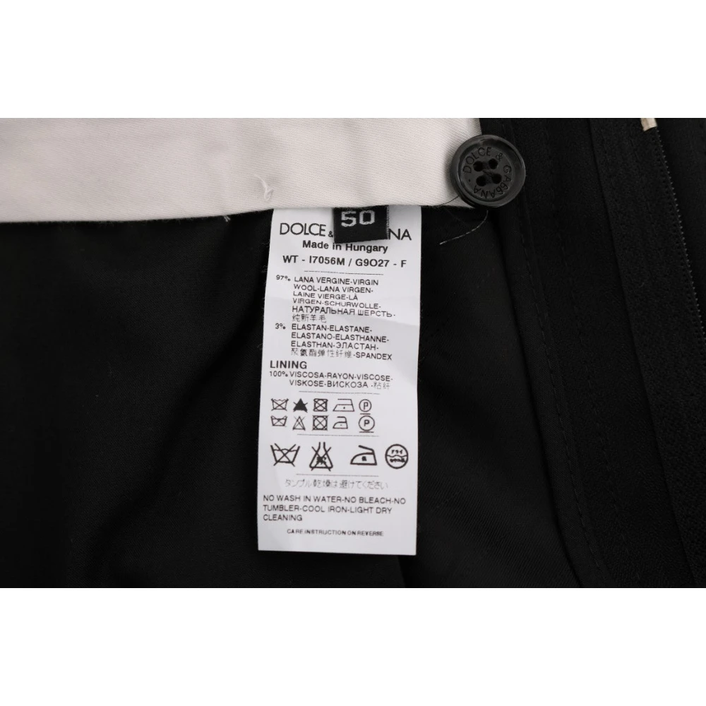 Dolce & Gabbana Elegante Zwarte Gestreepte Straight Fit Broek Black Heren