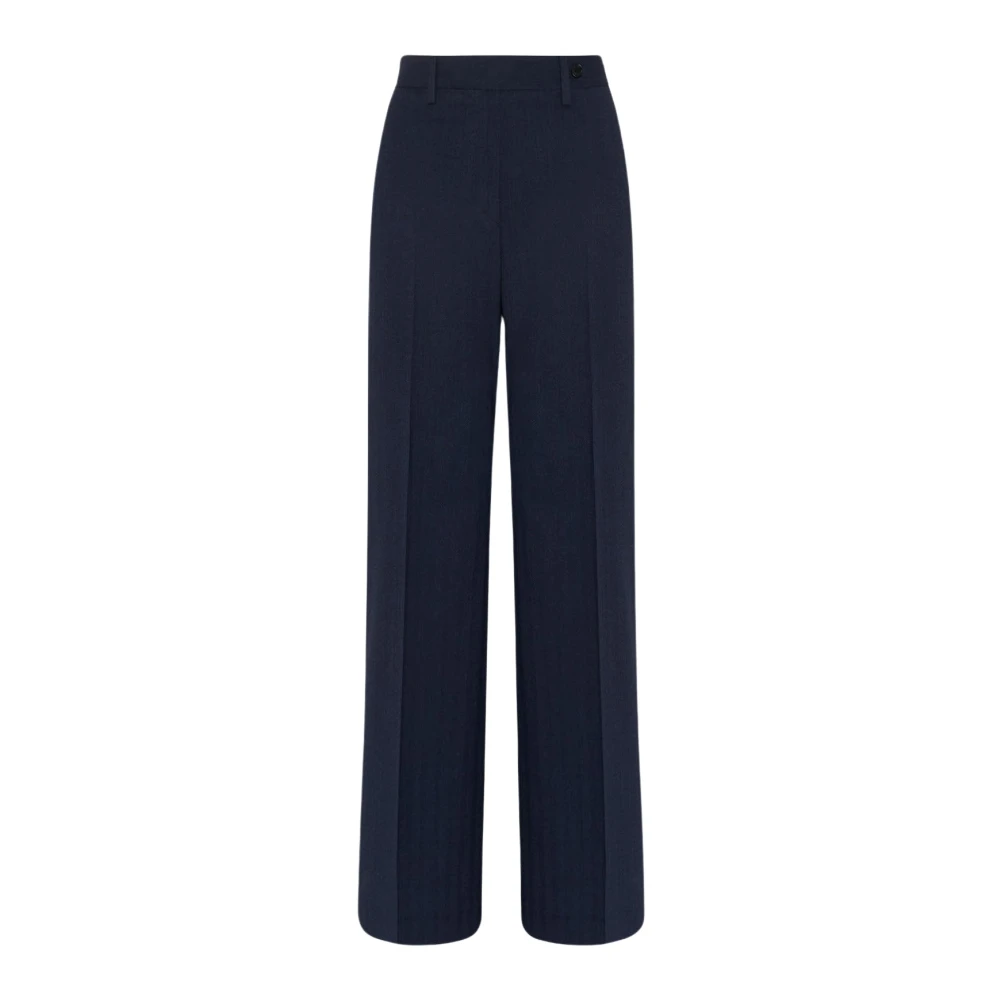 Kiton Herringbone Wool Trousers Blue Dames