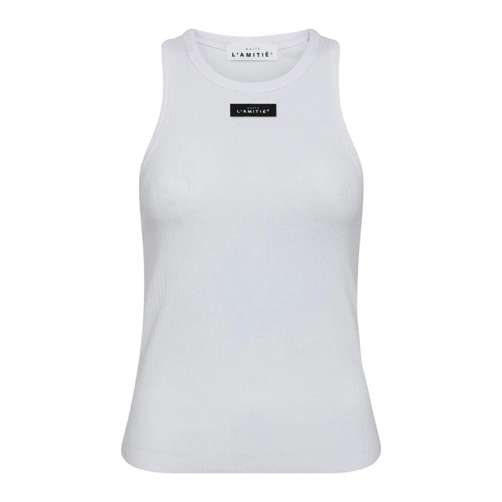 Haute L'amitié Women's White Rib Badge Tank Top - Sleeveless Tops - Xs - Tops
