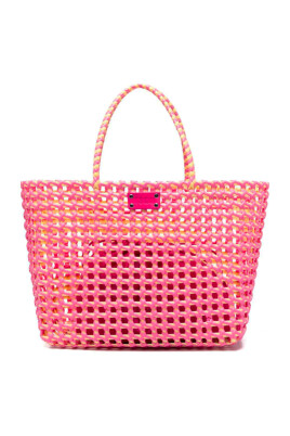 sac-rose-a-motif-tisse-avec-logo