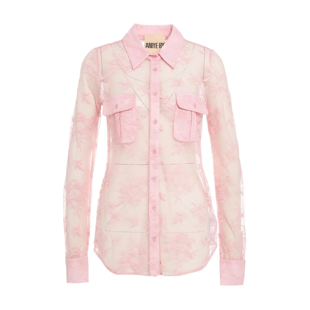 Aniye By Kanten blouse met knoopsluiting Pink Dames