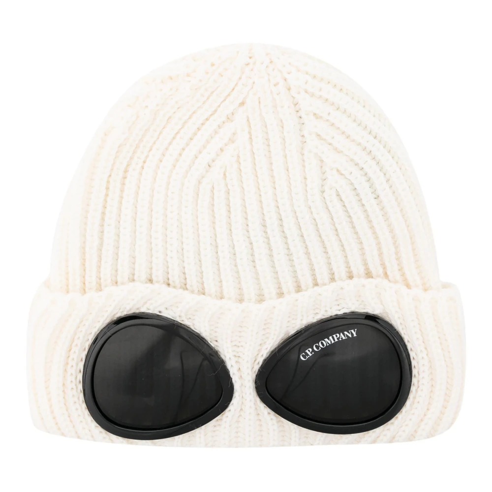 C.P. Company Witte Beanie Hoed Google Stijl White Heren
