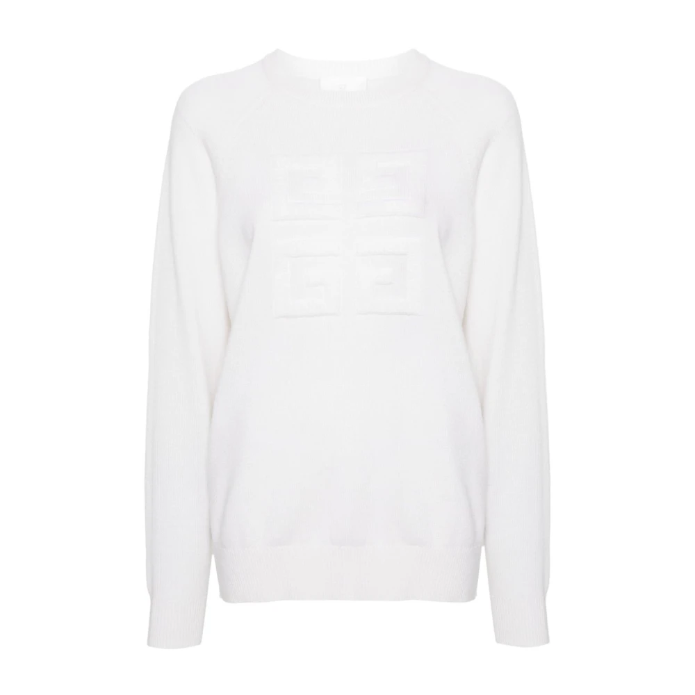 Givenchy Witte Cashmere Sweater met 4G Motif White Dames