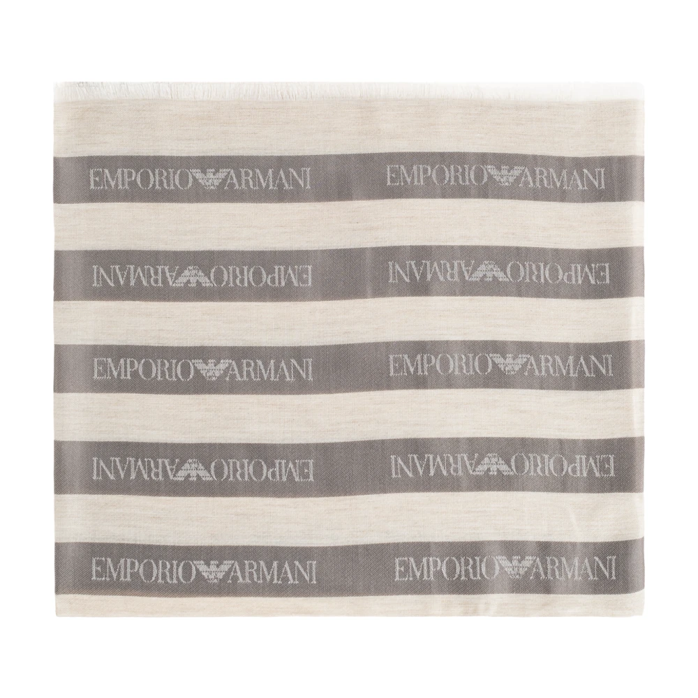Emporio Armani Women's Beige Scarves, One Size, Modal Blend Scarf With Jacquard Stripes