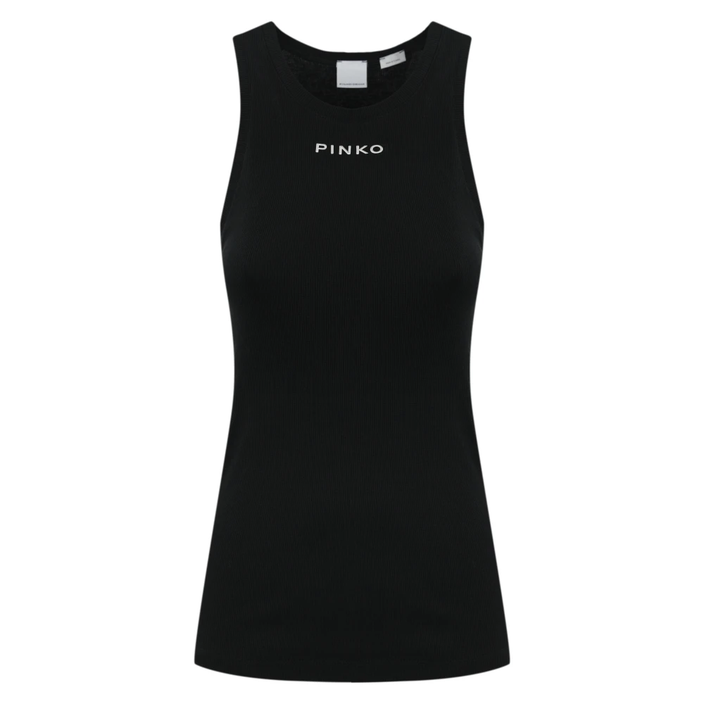 Pinko Geribbelde Mouwloze Top Zwart Black Dames