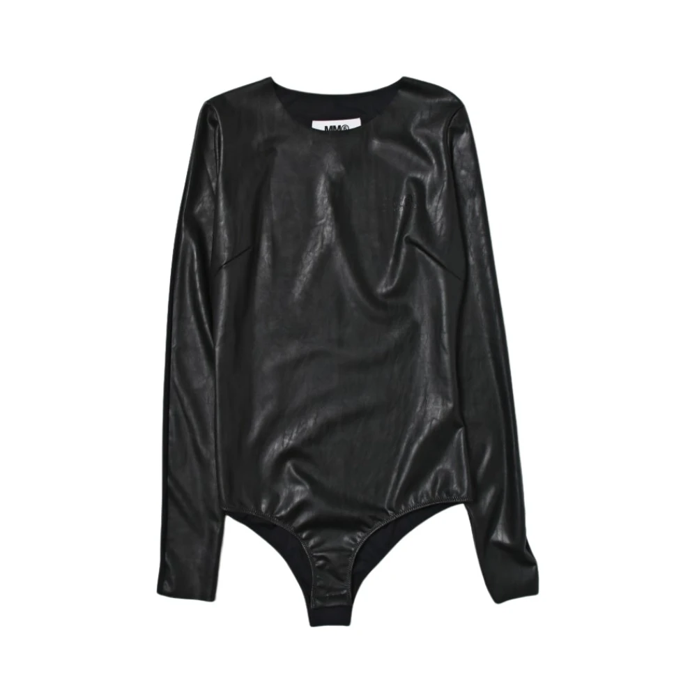 MM6 Maison Margiela Zwarte Body Top met Lange Mouwen Black Dames