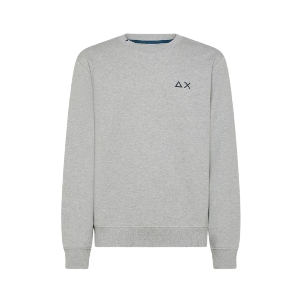 Sun68 Katoenen Crewneck Sweatshirt met Geborduurd Logo Gray Heren