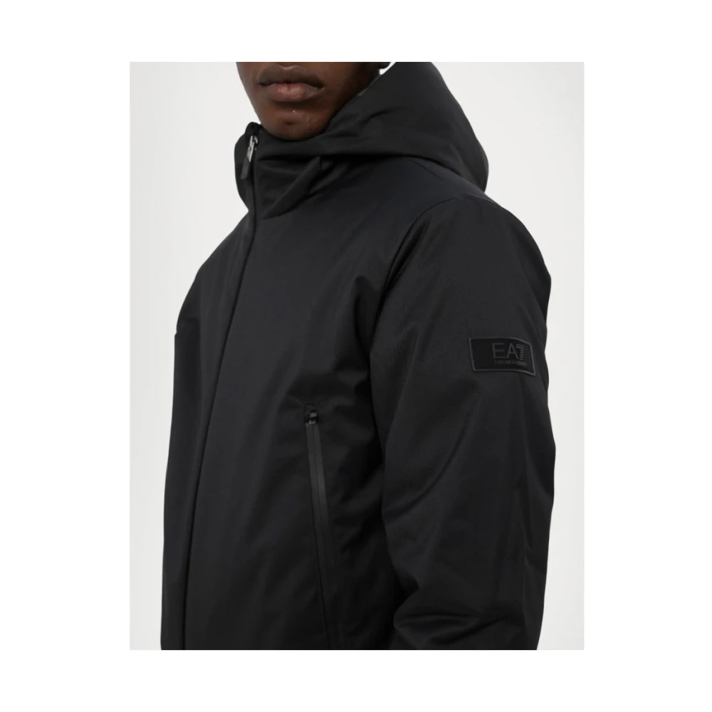 Emporio Armani EA7 Zwarte Hooded Ritsjas Black Heren