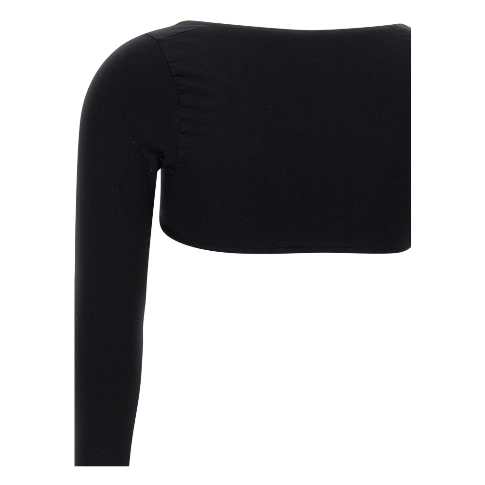 Andrea Adamo Zwarte Jersey Top met Lange Mouwen Black Dames