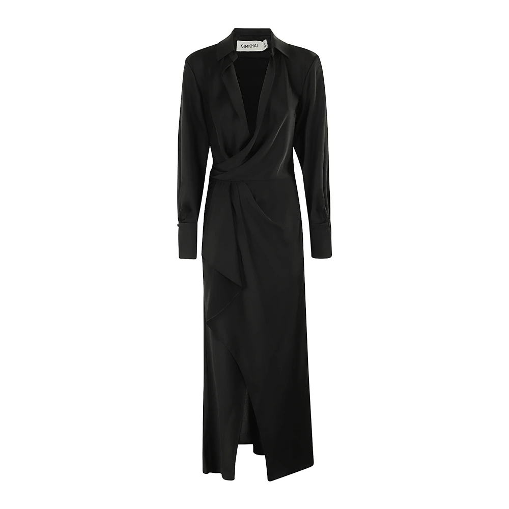 Simkhai Klassieke Gedrapeerde Midi Jurk Black Dames