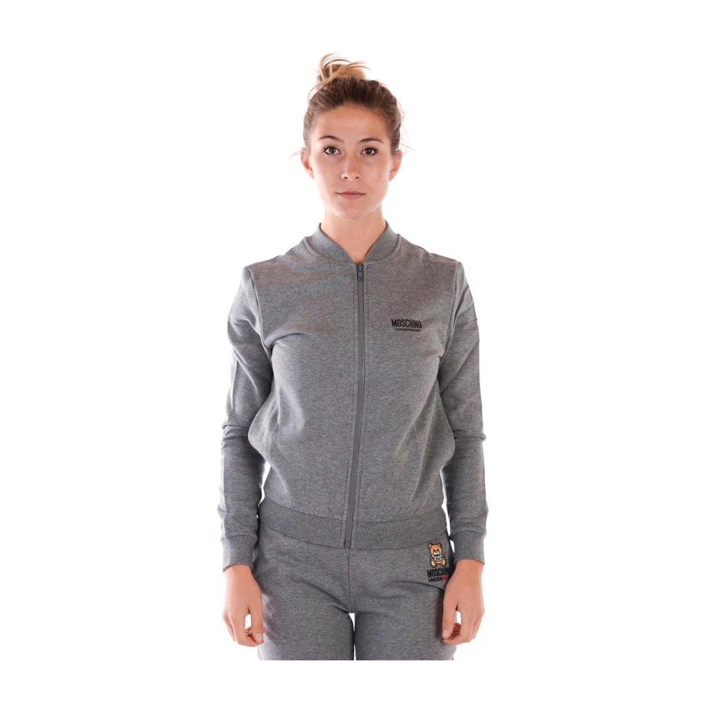 Moschino Women's Gray Hooded Sweatshirt - Zip-Throughs - Xs - Sweatshirts & Hoodies