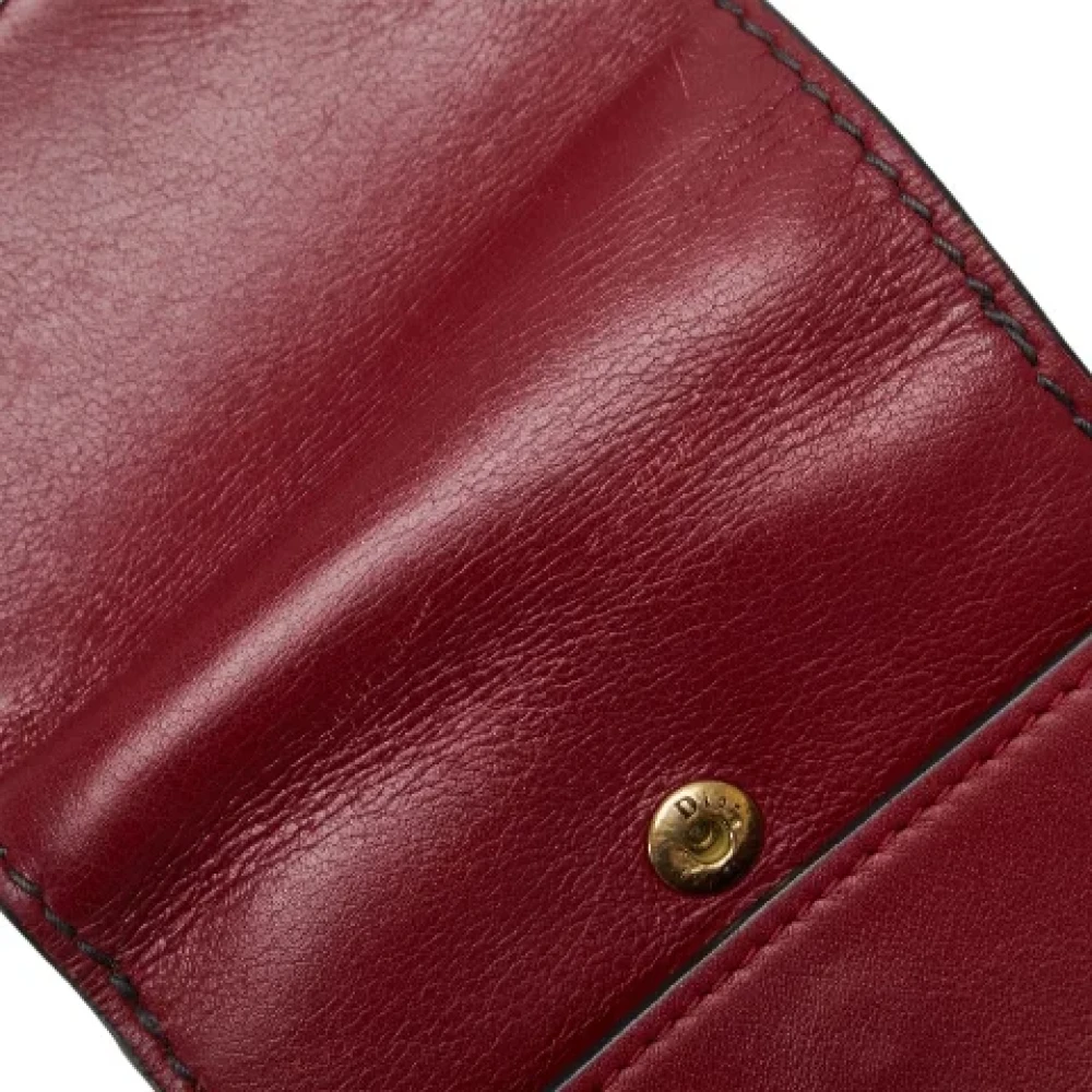 Dior Vintage Pre-owned Leather wallets Red Dames