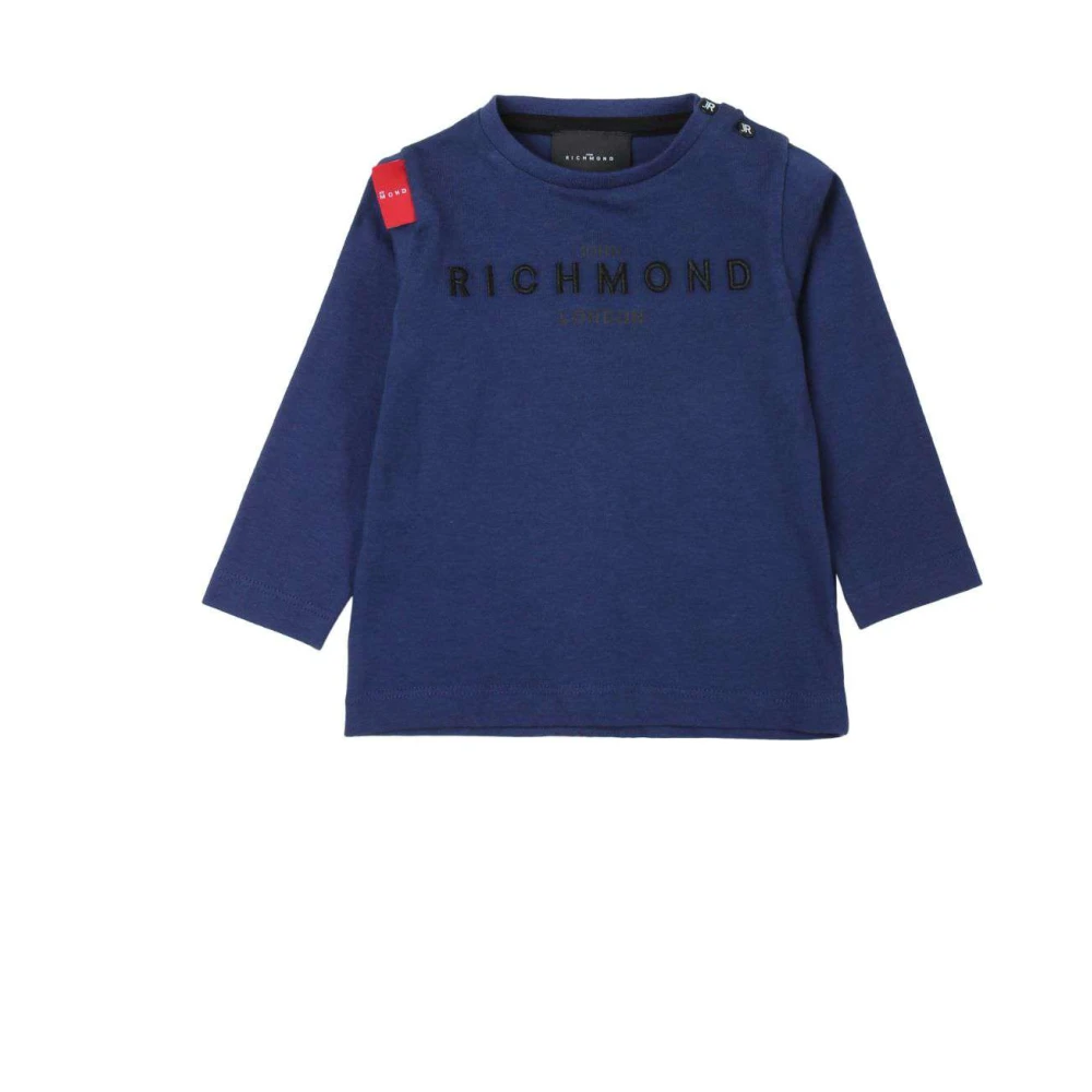 John Richmond Logo Front Långärmad Rund Hals T-shirt Blue, Unisex