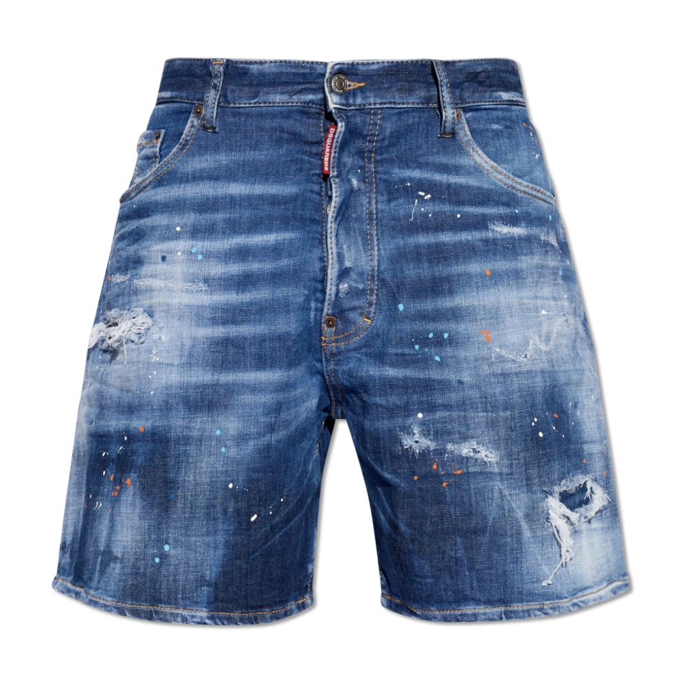 Dsquared2 Blauwe Shorts met Verfvlekken Blue Heren