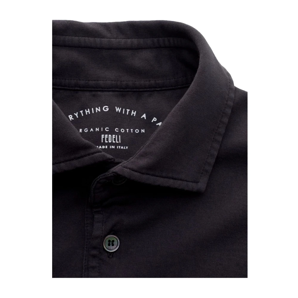 Fedeli Tijdloos poloshirt met lange mouwen zwart Black Heren