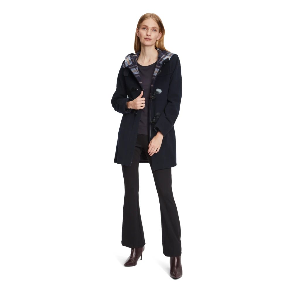 Gil Bret Capuchon Dufflecoat in wolfluweel Blue Dames