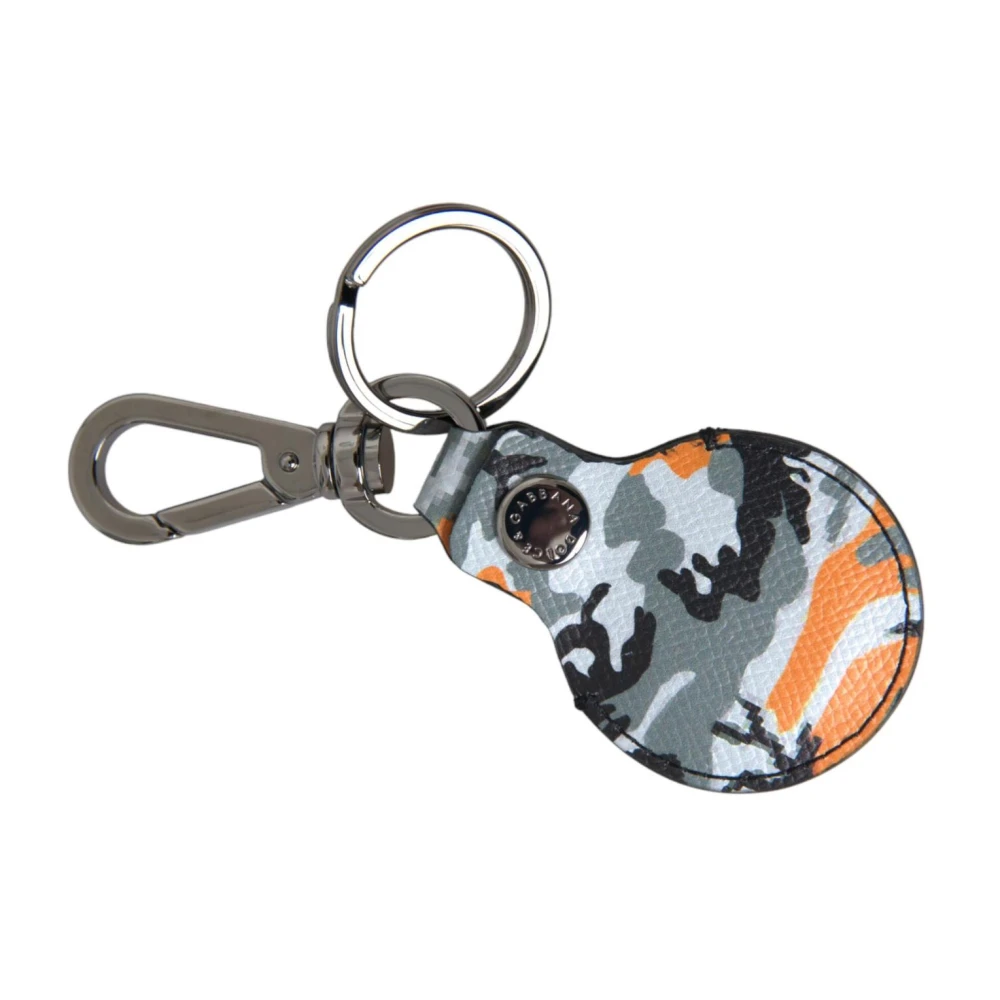 Dolce & Gabbana Camouflage Leren Sleutelhanger Ronde Metaal Multicolor Heren