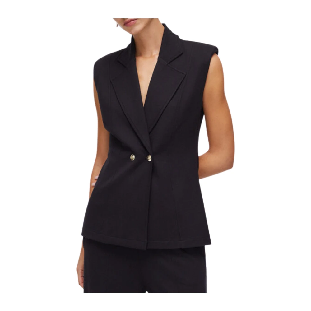 Liu Jo Vrouw Zwart Abrigo Waistcoat Ta6025 Js182