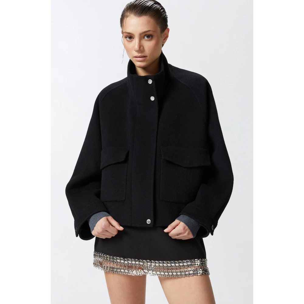 pinko Wollen Caban Jas Black Dames