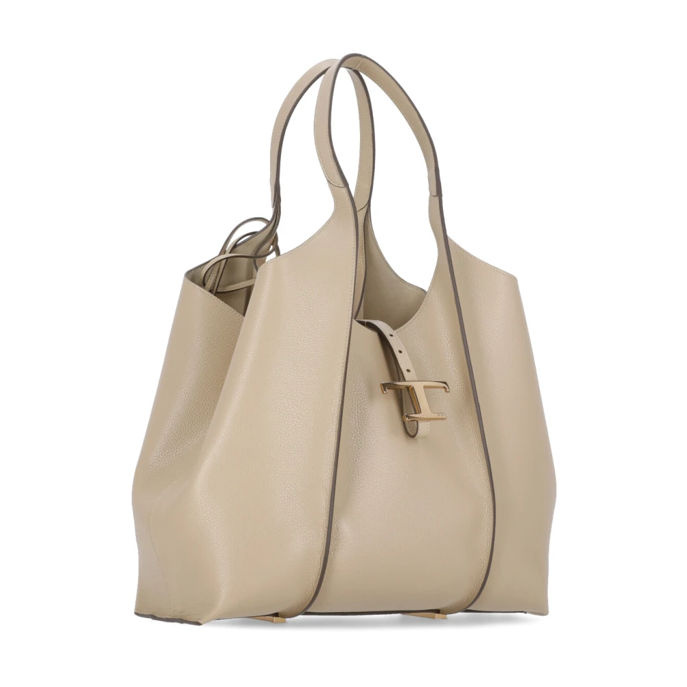 TOD'S Beige Leren Tas met Bijpassende Pochette Beige Dames