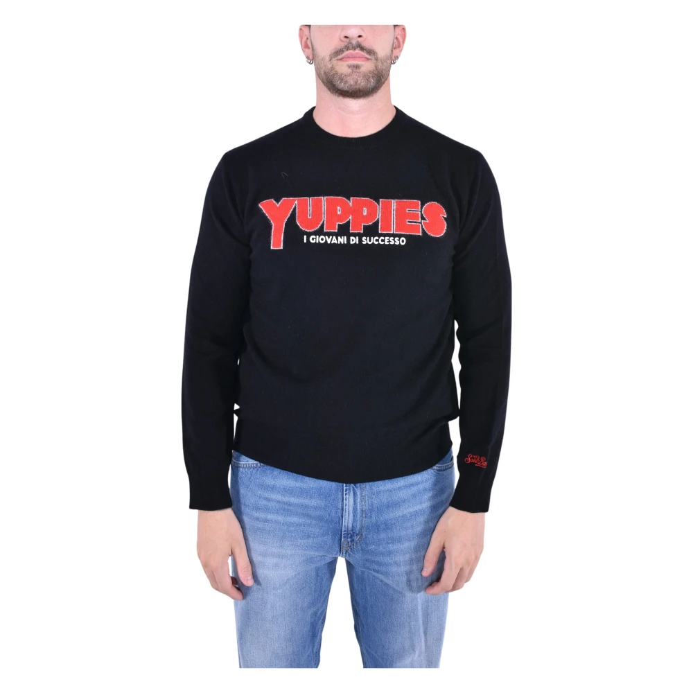 Mc2 Saint Barth Men's Black Elegant Crew Neck Jumper - Round-Neck Knitwear - 2XL - Knitwear